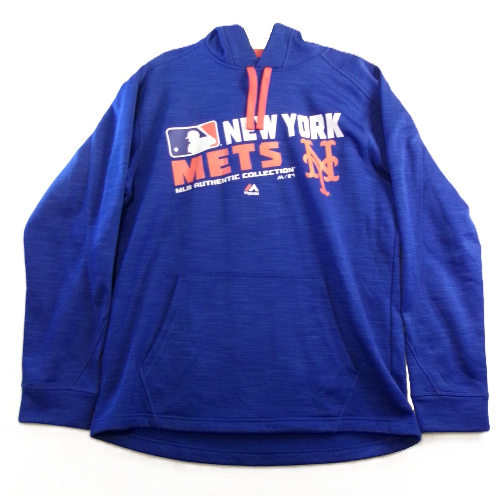 Majestic Mens M Hoodie Blue New York Mets MLB Authentic Therma Base A328